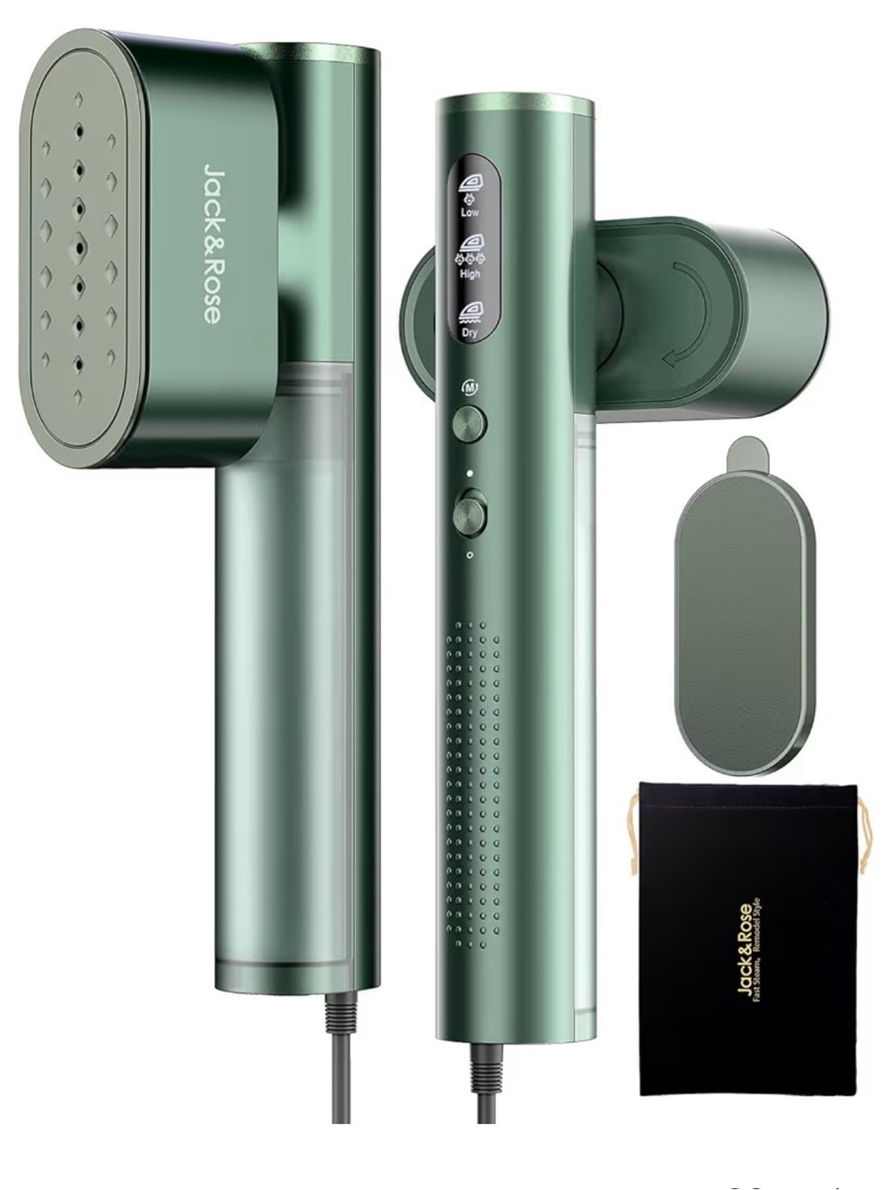 Jack & Rose Handheld Garment Steamer in Metallic Green